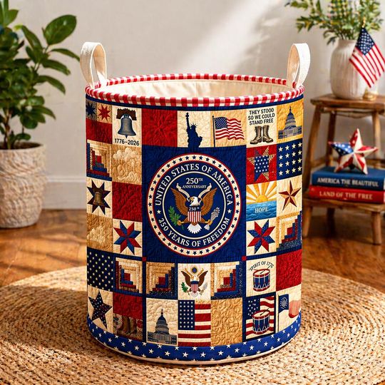 250th Anniversary Laundry Basket, America 250 Years Of Freedom Laundry Basket, 17762026 Patriotic Eagle, Fourth Of July Clothes Hamper