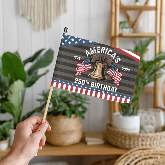 250 Years America Handheld Flag, 250th Anniversary USA Flag, 4th Of July Independence Day Decor, 1776-2026 Flag, US Birthday Patriotic Flag