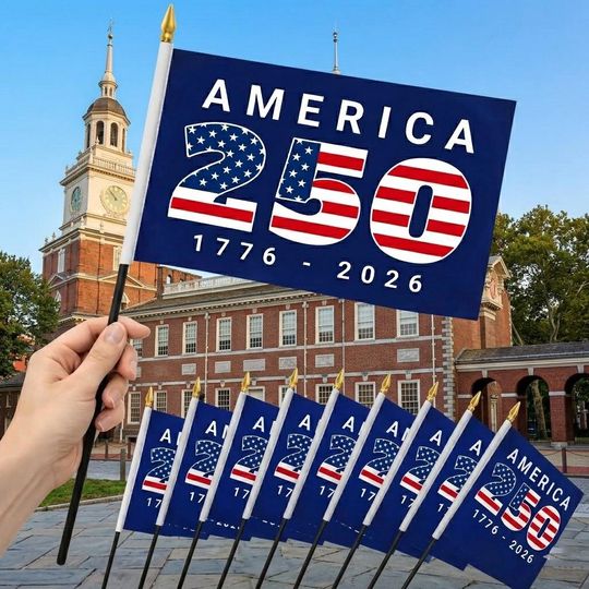 20pcs America 250 Handheld Flag 17762026, 250th Birthday Patriotic Flag, Patriotic Mini Flag for 4th of July Parade, Independence Day Decor
