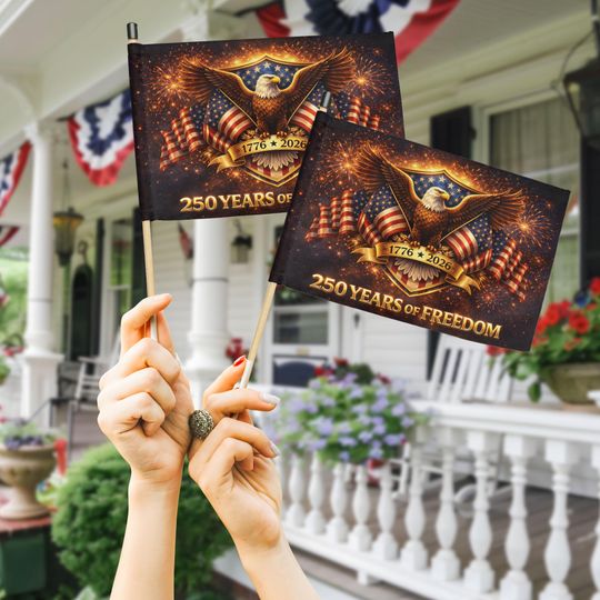 250th Anniversary America Hand Flag, 250 Years of Freedom Independence Day Flag, 1776-2026 Semiquincentennial, 4th Of July, Patriot Gift