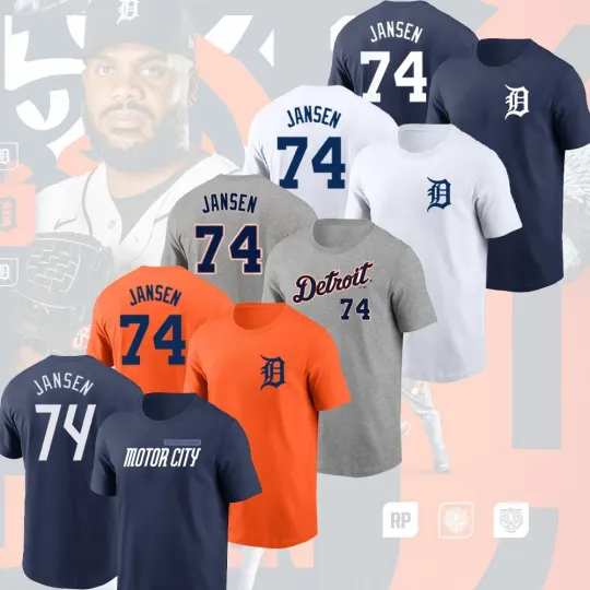 Kenley Jansen #74 Detroit Tigers 2026 Player Name & Number Fan Gifts