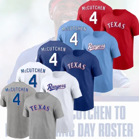 Andrew McCutchen #4 Texas Rangers 2026 Player Name & Number Fan Look