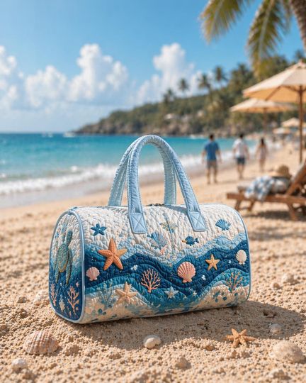 Ocean Sea Life Duffle Bag Starfish Shell Coastal Beach Weekender Bag For Women Vacation Travel