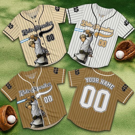 Personalized Luke Skywalker Baseball Jersey, Star Wars Jedi Shirt, Custom Name Family Matching Outfit, Gift for Kids Adults