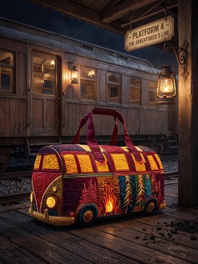 Camper Van Duffle Bag Vintage Adventure Gift for Travel Lovers Weekend Getaway