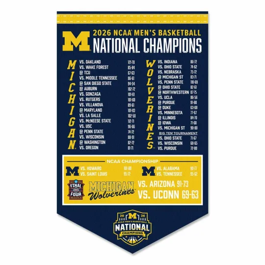 Michigan Wolverines 2026 Basketball National Champions Pennant