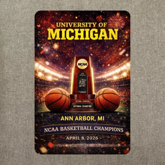 Michigan 2026 Men's Basketball National Champions Metal Sign