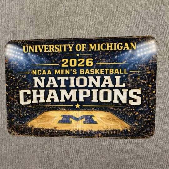 University of Michigan 2026 NCAA Champions Basketball Metal Sign
