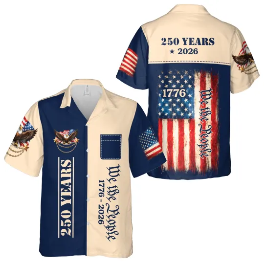 USA 250th Anniversary Hawaiian Shirt Patriot American Flag Design