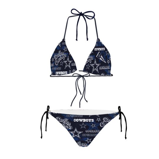 Dallas Cowboys String Bikini Set, Two Piece Swimsuit Women's Swimwear