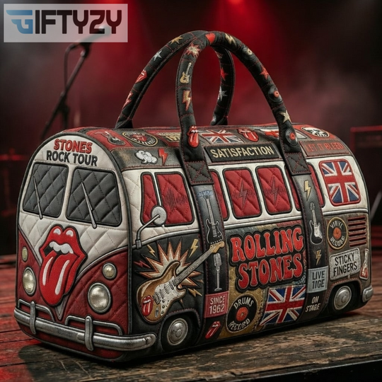 Rolling Stones Rock Tour Music Quilted Duffle Travel Bag