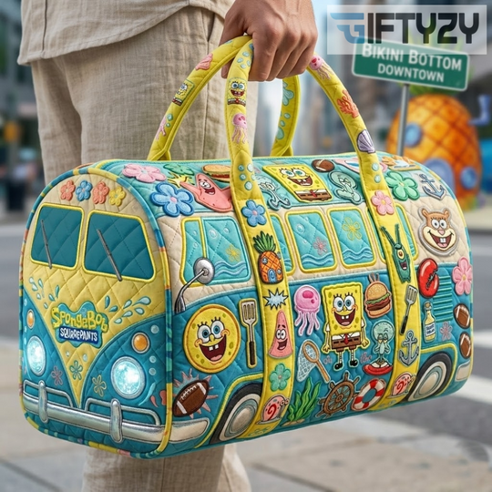 Spongebob Movie Cartoon Quilted Travel Bag