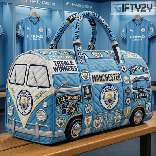 Manchester City Soccer Quilted Duffle Travel Bag