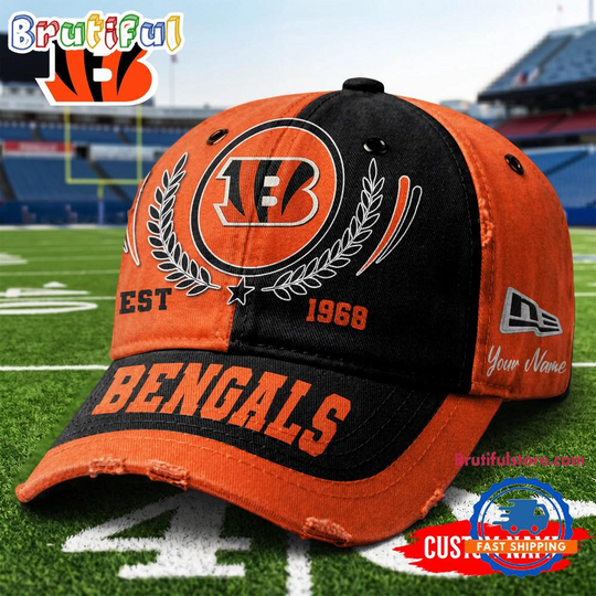 Personalized Cincinnati Bengals football Split Color New Era Classic Cap All Printed