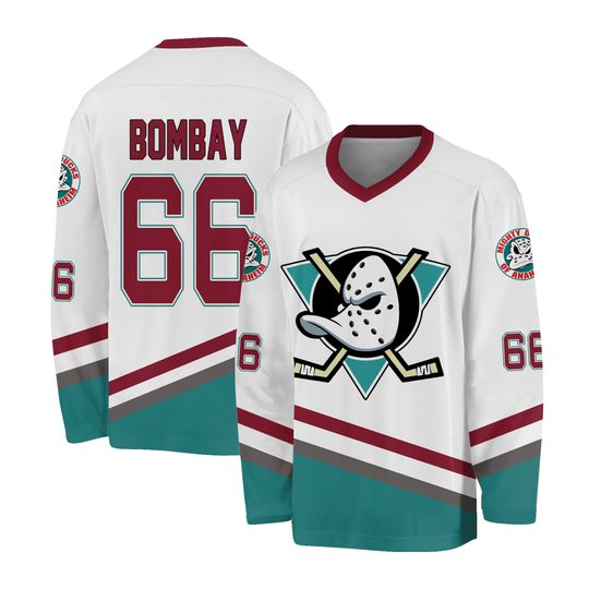 Mighty Ducks Movie Ice Hockey Jersey 66 Bombay