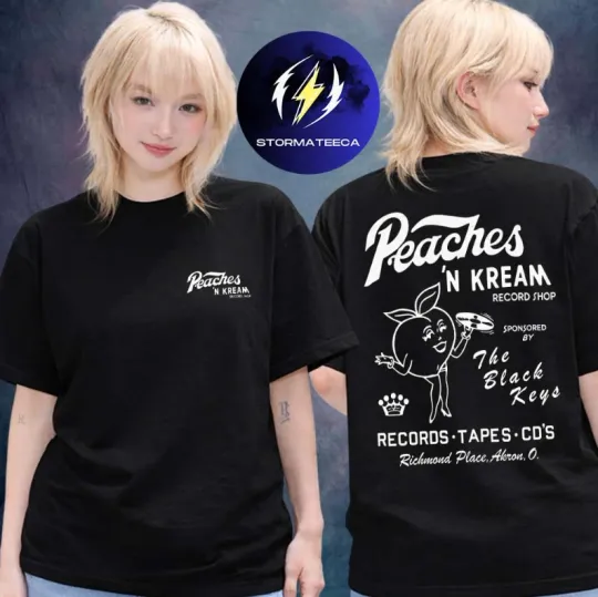 The Black Keys Merch Peaches N Kream World Tour 2026 Peach Record Unisex T-Shirt
