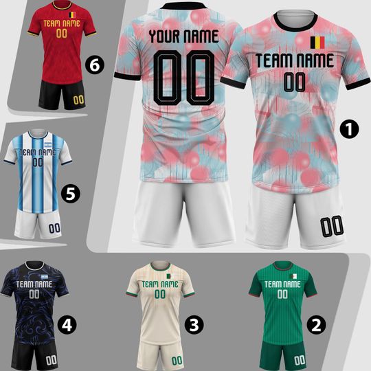 Custom Belgium Soccer Jersey 2026 Men Youth Kid Fans, Personalized Soccer Shirt And Shorts Name Logo Number, Argentina Uniforme De Futbol