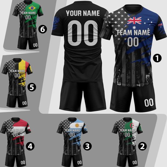 Custom Australia Soccer Jersey 2026 Men Youth Kid Fan, Personalized Soccer Jersey And Shorts Name Logo Number Camisa De Futbol Brazil Soccer