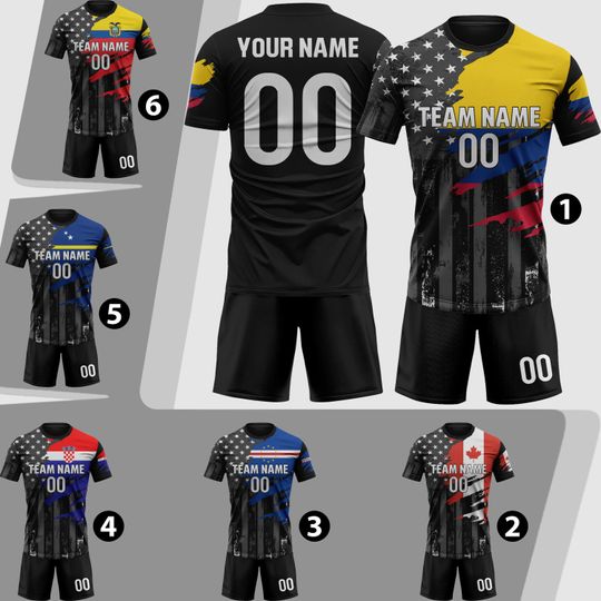 Custom Colombia Soccer Jersey 2026 Men Youth Kid Fans, Personalized Soccer Jersey And Shorts Name Logo Number Camisa De Futbol Canada Soccer