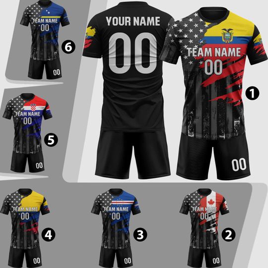 Custom Ecuador Soccer Jersey 2026 Men Youth Kid Fan, Personalized Soccer Jersey And Shorts Name Logo Number Camisa De Futbol Colombia Soccer