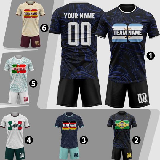 Custom Argentina Soccer Jersey 2026 Men Youth Kid Team, Blue Navy White Personalized Soccer Jersey Sets Name Logo Number Uniformes De Futbol