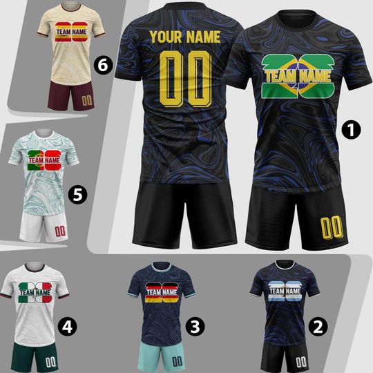 Custom Brazil Soccer Jersey 2026 Men Youth Kid Team, Blue Navy White Personalized Soccer Jersey Sets Name Logo Number Uniformes De Futbol