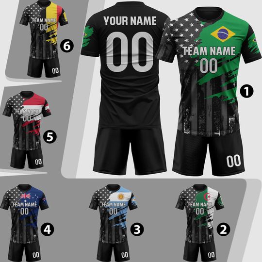 Custom Brazil Soccer Jersey 2026 Men Youth Kid Fans, Personalized Soccer Jersey And Short Name Logo Number Camisa De Futbol Argentina Soccer