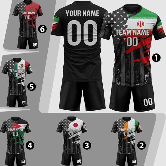 2026 Iran Soccer Jersey, Custom Men Women Youth Kid Team Uniform, Personalized Soccer Shirt And Shorts Name Logo Number Gift For Fans