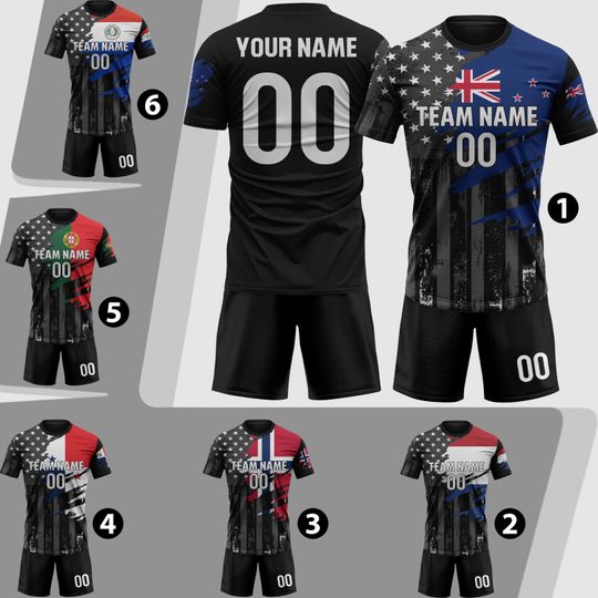 Discover 2026 New Zealand Soccer Jersey, Custom Men Women Youth Kid Team Uniform, Personalized Soccer Shirt And Shorts Name Logo Number Gift For Fans