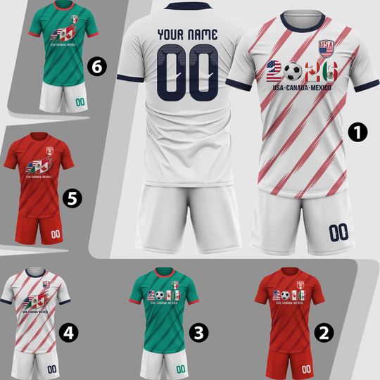 Custom USA Soccer Jersey 2026 Men Youth Kid Team, Personalized USA Canada Mexico Soccer Jersey Sets Name Logo Number, Uniforme De Futbol