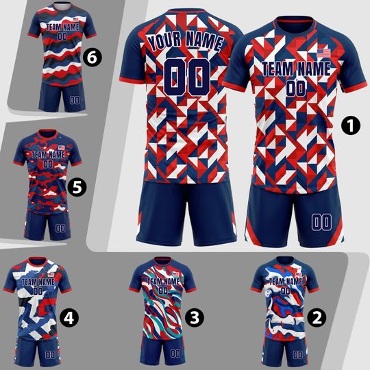 2026 USA Soccer Jersey Custom Name Number, Men Women Youth Kid Team Uniform, Personalized Soccer Shirt And Shorts, American Flag Fan Gift