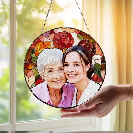 Personalized Heart Photo Suncatcher for Mom and Grandma
