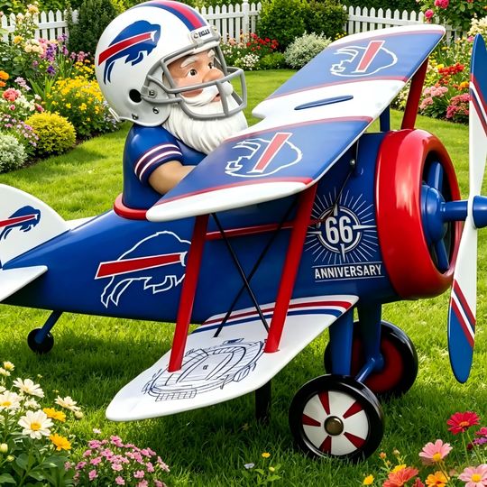 Buffalo Bills Santa Airplane Wind Spinner, Lawn Decoration, Outdoor Lawn Decoration, Garden and Courtyard Ornament