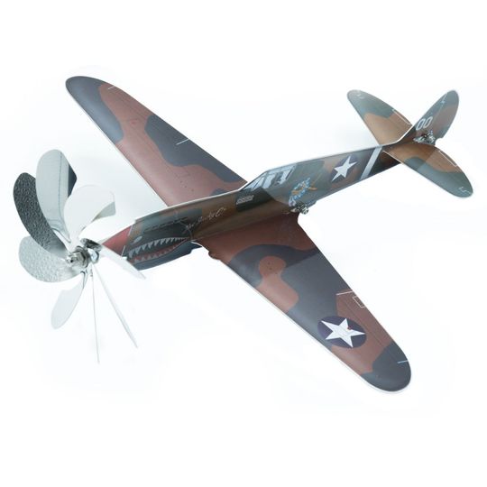 Kittyhawk Airplane Metal Garden Wind Spinner Decoration