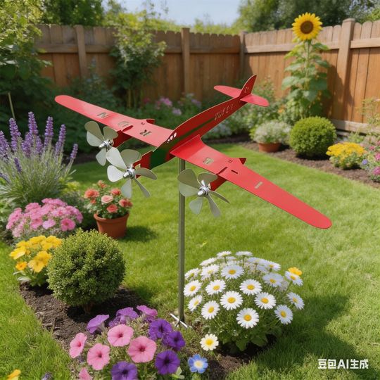 Fighter Plane Wind Spinner, Kinetic Metal Yard Art, Aviation Decor,Outdoor Yard Decor, Garden Kinetic Art