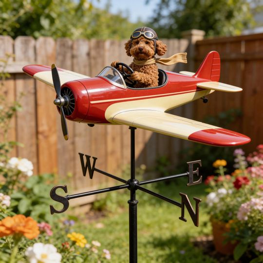 Pet Lover Weather Vane – Dog Pilot Garden Rooftop Weathervane Outdoor Decor