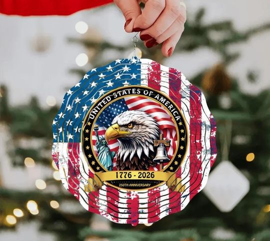 250 USA Anniversary Eagle Wind Spinner 3D Metal Hanging Ornament