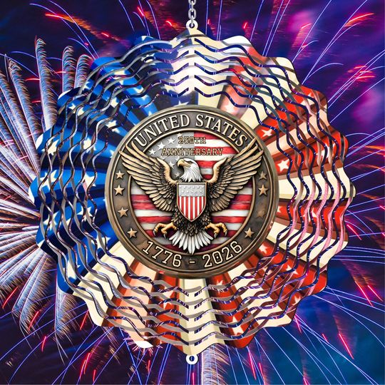Strong America 250th Birthday Circular Flag: Patriotic Wind Spinner