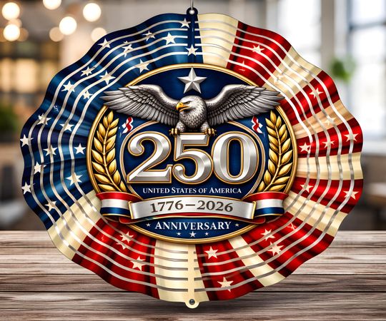 USA 250th Anniversary Wind Spinner 17762026, Patriotic Metal Garden Spinner, America 250 Birthday Decor, Outdoor Yard Art