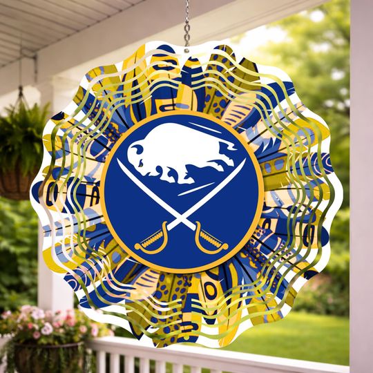 Buffalo Hockey Wind Spinner Blue and gold