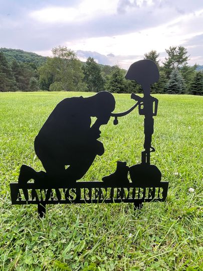 Soldier Memorial Stake, Metal Soldier Memorial, Freedom Memorial Stake, Metal Yard Stake