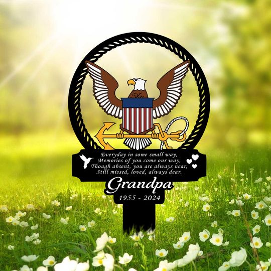 Personalized Military Veteran Memorial Stake, Metal Garden Sign