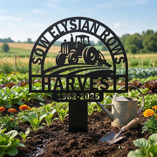 Farmer Memorial Metal Sign Stake, Custom Farming Fields Memorial Sign, Tractor Metal Stake, Farmer Grave Marker, Father's Dad Gift