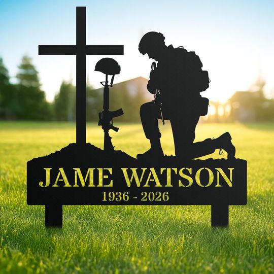 Personalized Soldier Memorial Stake Sign, Fallen Tribute Yard Decor