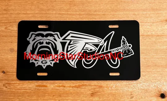 GA Bulldogs, Atlanta Braves, and Falcons Car License Plate