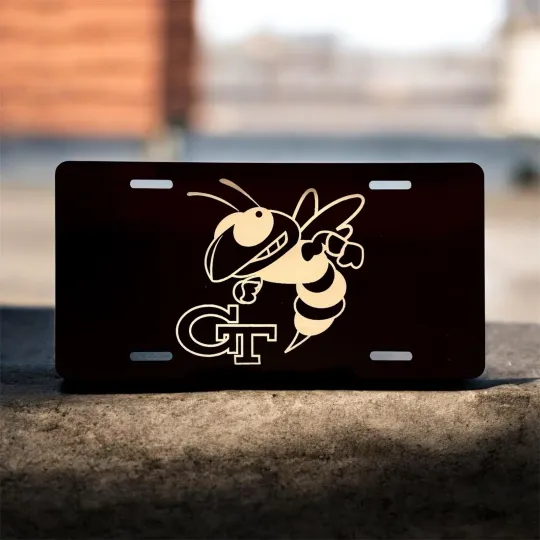 Georgia Tech Yellow Jackets Laser Engraved Aluminum License Plate