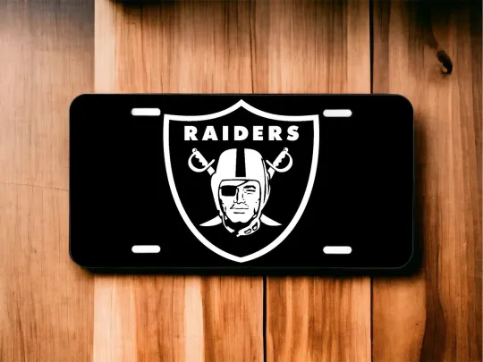 Las Vegas Raiders Fan Laser Engraved Front License Plate Black Aluminum Car Tag