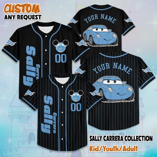 Personalized Sally Carrera Baseball Jersey, Custom Di.sney Ca.rs Shirt, Doc Hudson Baseball Team Outfit, Birthday Gift