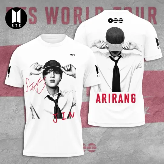 Discover BTS World Tour 2026 ARIRANG x JIN 3D T-Shirt All Full Size