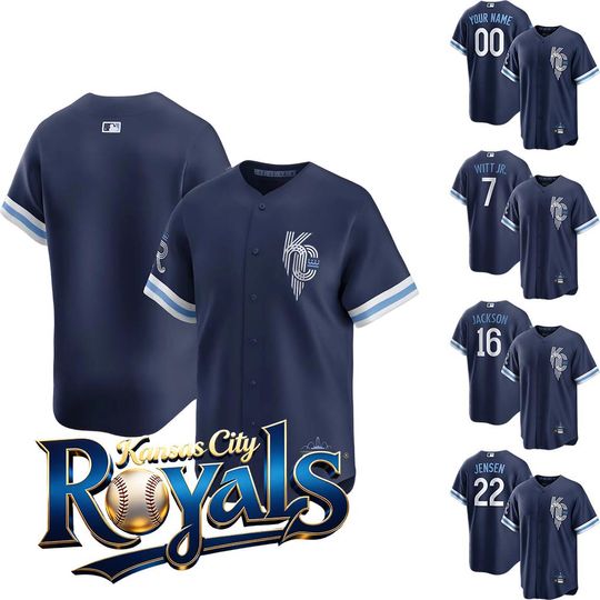 Personalized Kansas City Royals Navy City Connect Baseball Jersey, Custom Name & Number